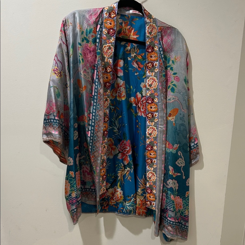 Johnny Was Blue Floral Kimono